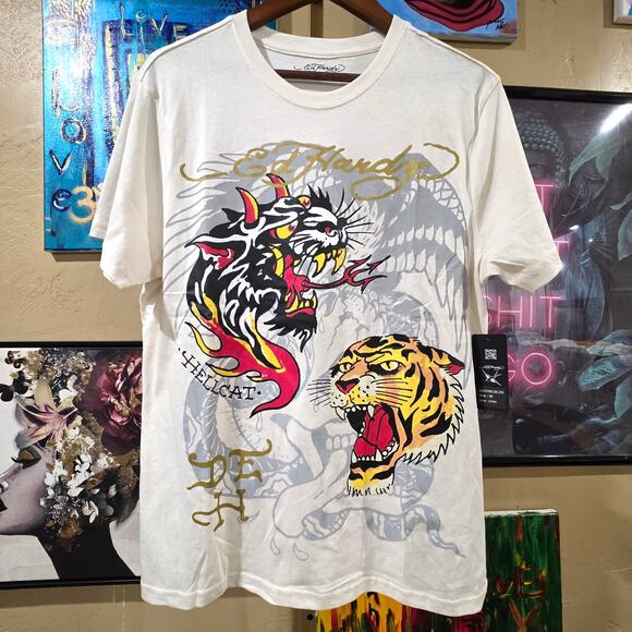 Edhardy Other - NWT Ed Hardy Y2K Style Grunge Tiger Streetwear Tee Cream Size Medium